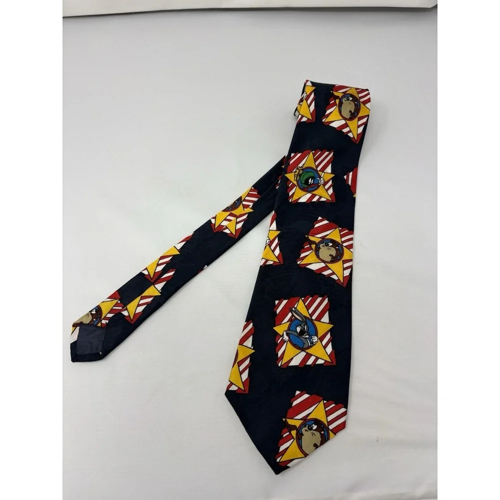 Looney Tunes Mania Tie Bugs Bunny Taz Marvin Necktie Warner Bros Stars Vtg 90s